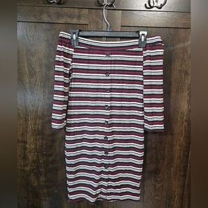 J for Justify Red and White 3/4 Sleeve Bodycon Dress